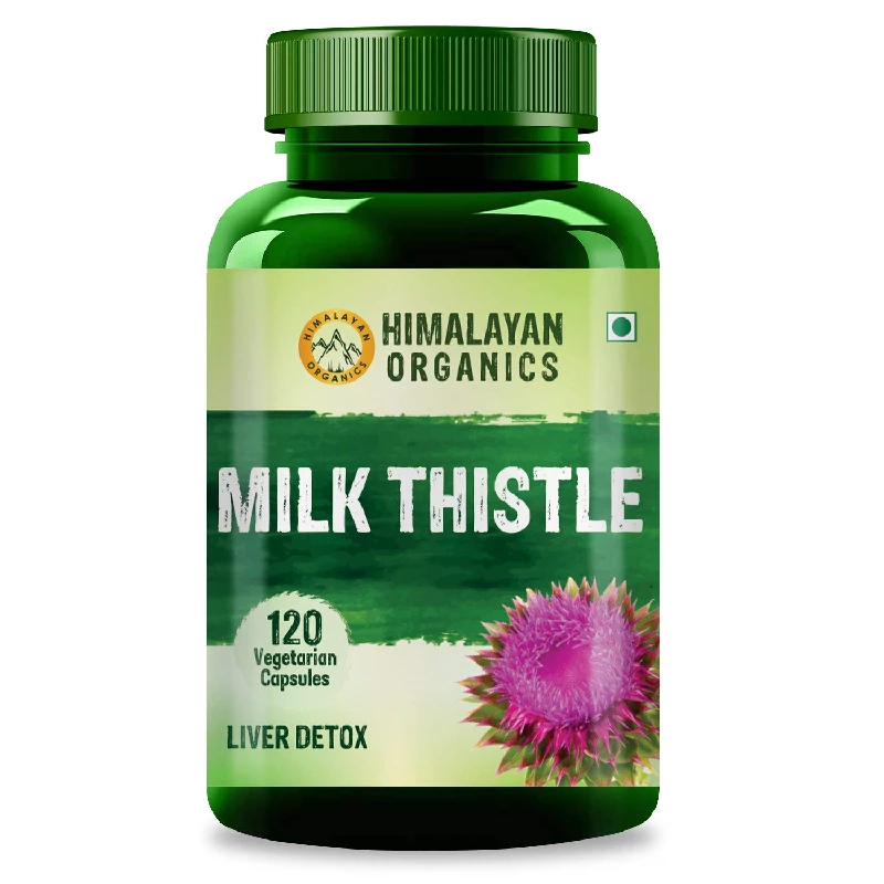 HIMALAYAN ORGANICS Milk Thistle Extract With 800Mg Of Silybum Marianum Detox Supplement For Men And Women For Healthy Liver, 120 Capsules-1.webp